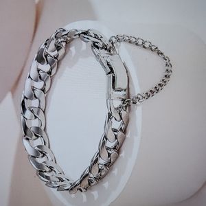 7" Small Men Silver Tone Link Chain Bracelets